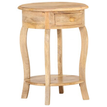 vidaXL Solid Mango Wood Side Table Wooden Accent Bedside Table Telephone Stand