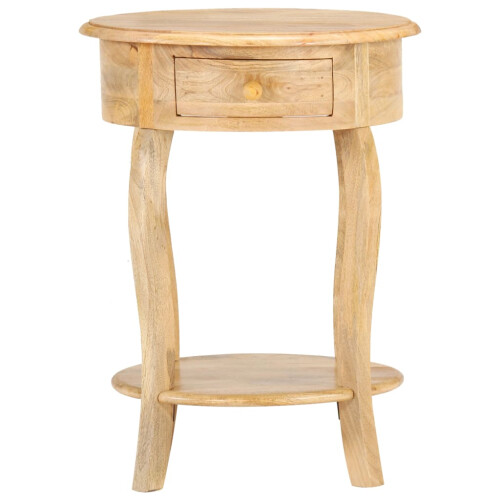 VidaXL vidaXL Solid Mango Wood Side Table Wooden Accent Bedside Table Telephone Stand 1