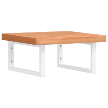 vidaXL Basin Shelf Wall Mounted Bathroom Countertop Steel and Solid Wood Beech