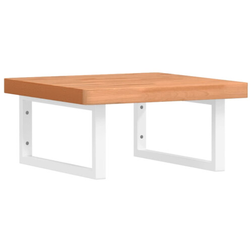 VidaXL vidaXL Basin Shelf Wall Mounted Bathroom Countertop Steel and Solid Wood Beech