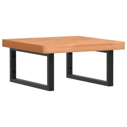 VidaXL vidaXL Basin Shelf Wall Mounted Bathroom Countertop Steel and Solid Wood Beech 1