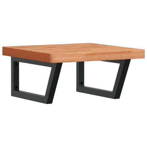 VidaXL vidaXL Basin Shelf Wall Mounted Bathroom Countertop Steel and Solid Wood Beech 1