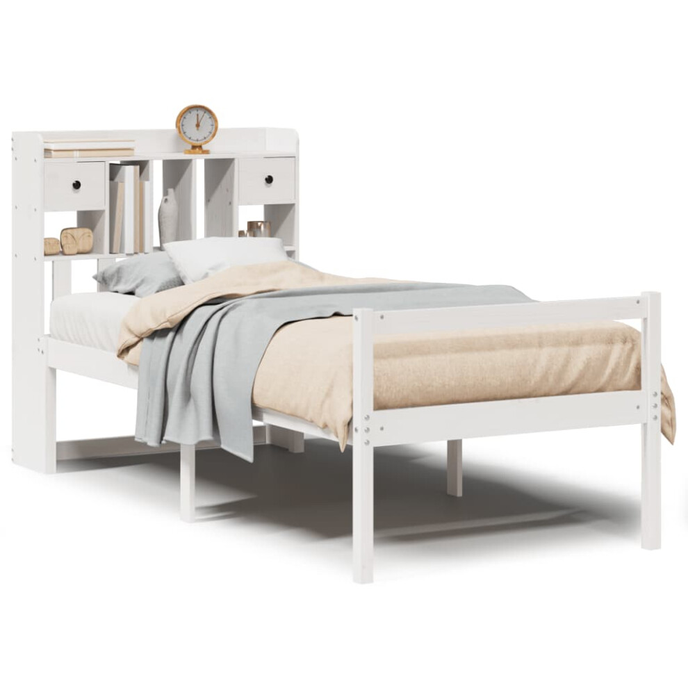Vidaxl Bookcase Bed Without Mattress Bed Small Single Solid Wood Pine White