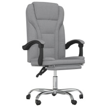 vidaXL Reclining Office Chair Light Grey Fabric Reclining Desk Chair Armchair