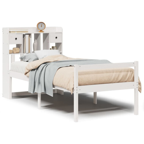VidaXL vidaXL Bookcase Bed without Mattress White 90x190 cm Single Solid Wood Pine