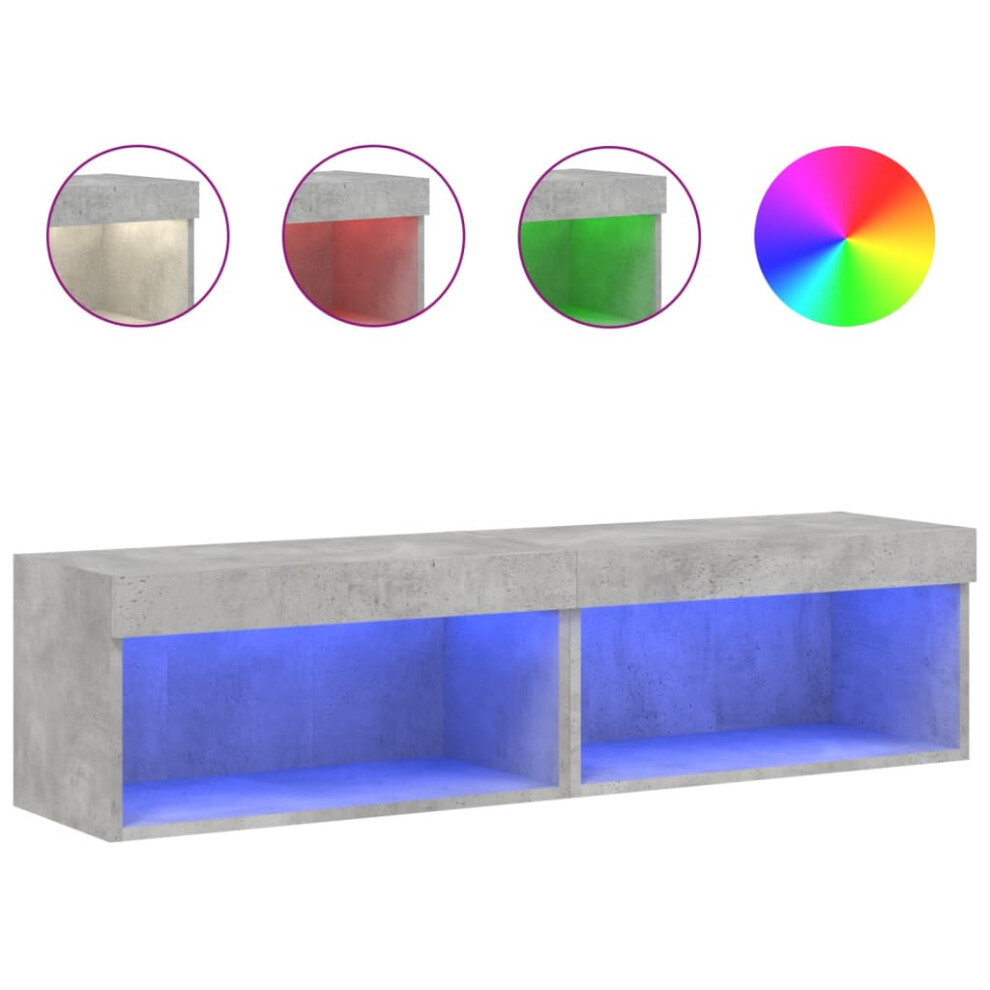 Vidaxl Tv Cabinets With Led Lights Tv Stand Tv Console 2 Pcs Concrete Grey