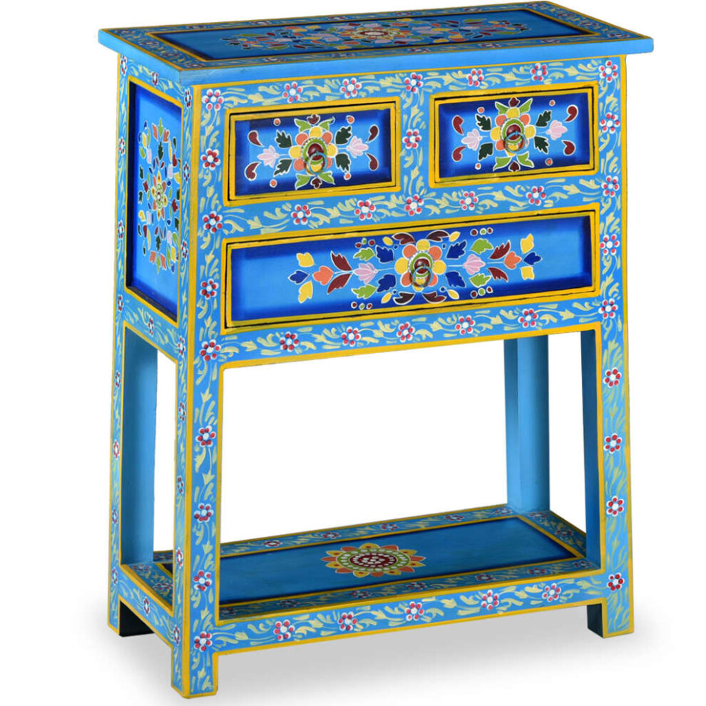 Vidaxl (Turquoise) Sideboard With Drawers Hand Painted Cabinet Cupboard Solid Mango Wood
