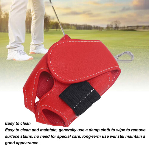 Rote PU-Leder-Golfball-Gürteltasche 2-Ball 2