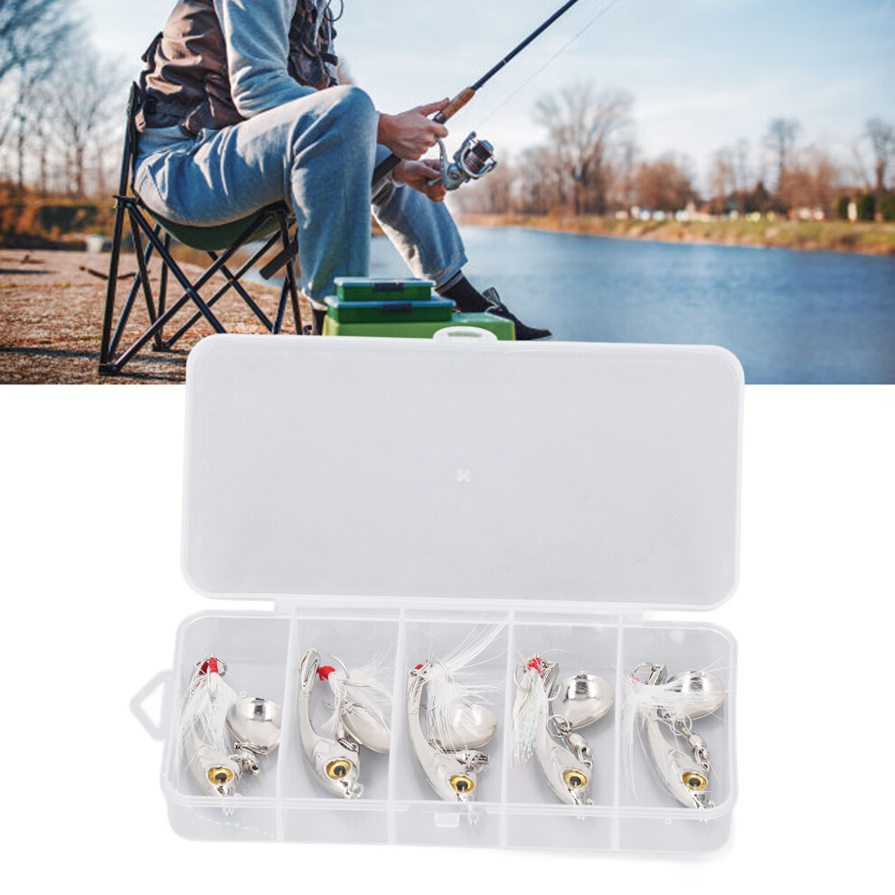 5Pcs Metal Fishing Spinner Lure Kit - 10g Silver Spinnerbaits for Freshwater & Saltwater