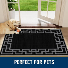 (60x110 CM- Large Doormat, Black Mat) Washable Door Mats Small Rug Carpet Indoor Outdoor