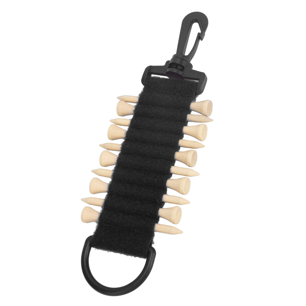 Compact Black Golf Tee Holder Holds 10 Tees with Hook