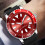Men's Automatic Chronograph Watch 42mm Silver & Red Waterproof 16