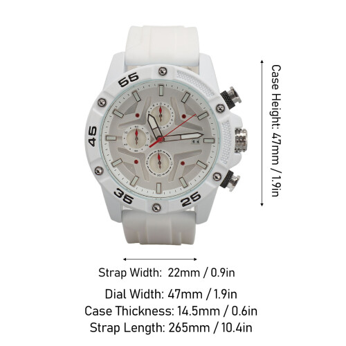 Montre chronographe étanche en quartz blanc de 47 mm 1