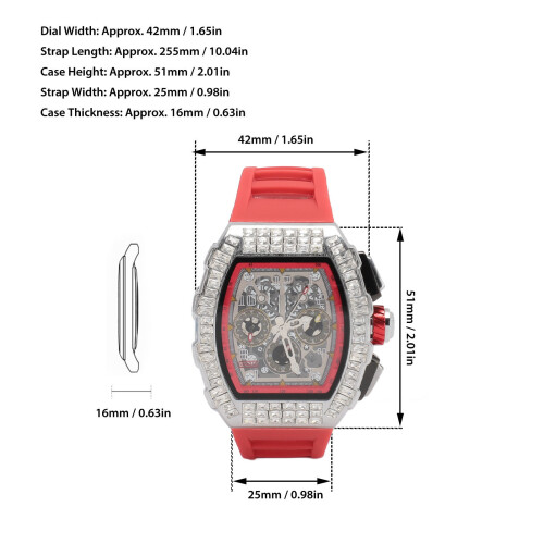 30M Waterproof Silver Red Men's Wristwatch Automatic Mechanical Design 1