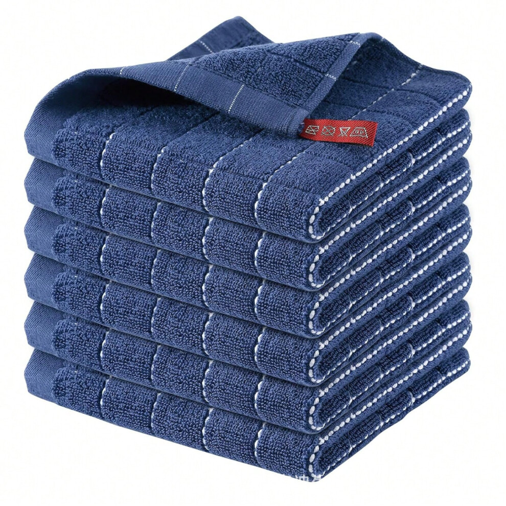 (navy blue, 34*72cm (without red lanyard)) Kitchen square towel pure cotton black plaid dish towel does not shed, does not fade, is soft and absorbent