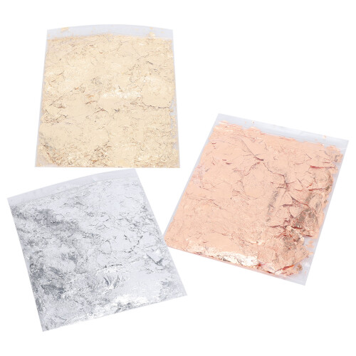 1 Set 3 Colors Foil Flakes Gilding Leaf HandMade 1