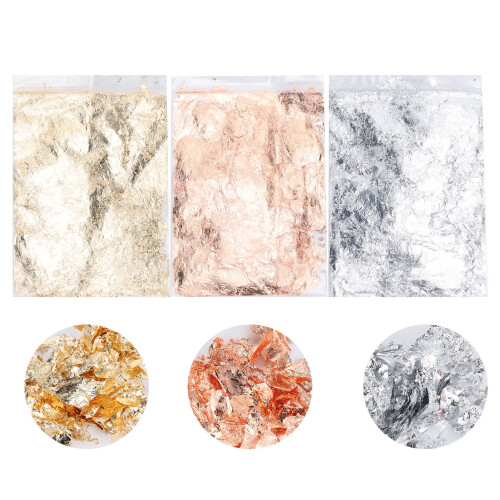 1 Set 3 Colors Foil Flakes Gilding Leaf HandMade