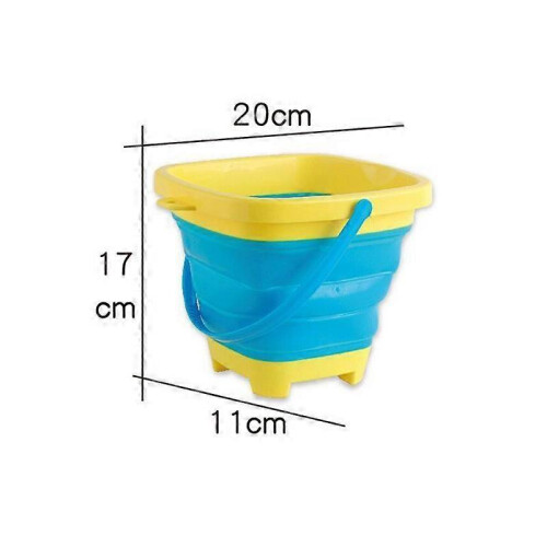 (Blue) Portable Beach Bucket Sand Toy Foldable Collapsible Multi Purpose Plastic Pail 2
