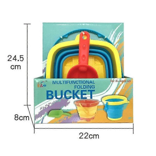 (Green) Portable Beach Bucket Sand Toy Foldable Collapsible Multi Purpose Plastic Pail 1