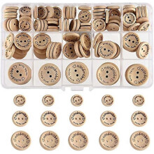 140pcs Handmade"with Love" Wooden Button for Sewing Craft Decorations 15mm/20mm/25mm Round Shape