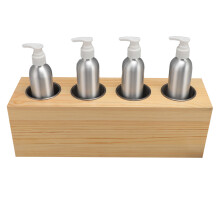Massage Oil Heater 60-75C with 4 Aluminum Bottles, Wood Grain