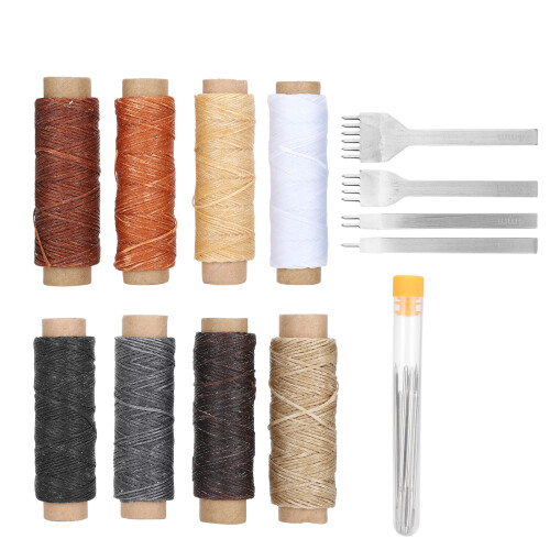 24Pcs Leather Sewing Kit Needles Thread Prong 2