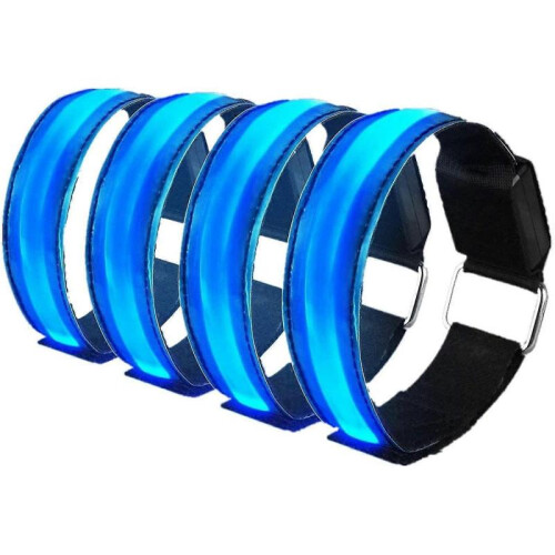 (Blue) Safety Reflective Wristbands 4 Pcs 1