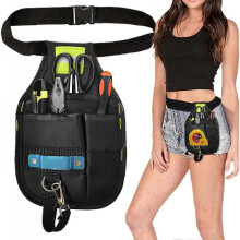 Upgraded Small Tool Belt Pocket Pouch Multi-pockets Waist Organizer Vise Screwdriver Tape Measure Scissors Keys Holder Bag with Adjustable Belt for Ho