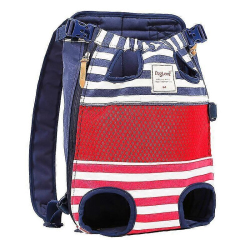 (Red and blue stripes) Dog Backpack With Adjustable Transport Bag Max 12kg 1