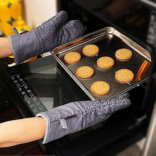 (Black)Oven Mitts And Pot Holders Set, Potholders And Oven Mitts, 100% Cotton Lining 1