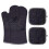 (Black)Oven Mitts And Pot Holders Set, Potholders And Oven Mitts, 100% Cotton Lining 1