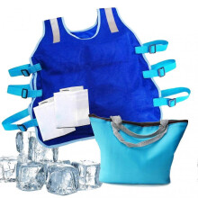 (12 ice packs and bag) Summer Body Cooling Vest With 12/24pcs Ice Packs For Outdoor Fishing Cycling Running Cooking Riding Anti-high Temperature