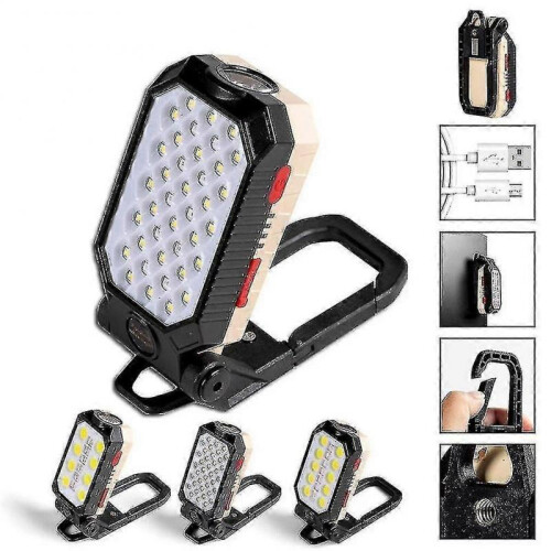 Strong Magnetic Work Light Usb Rechargeable Led Cob Portable Flashlight Adjustable Waterproof 1