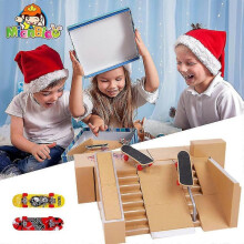 (A) Buildable Fingerboard Ramps With 2 Finger Skateboards Mini Finger Skate Combined Venue Kit Kids Toys Gift