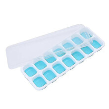 (Blue) 2pcs Ice Cube Tray Silicone Ice Trays For Freezer With Non-spill Lids Ice Cube Maker Tray