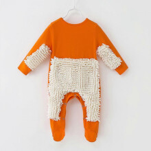 (85cm, Orange White) Baby Boys Girls Cleaning Mop Romper Clothes Long Sleeve Crawling Clothes Jumpsuit