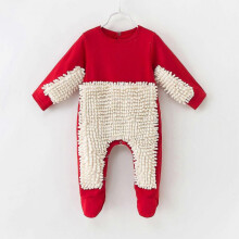 (85cm, Red White) Baby Boys Girls Cleaning Mop Romper Clothes Long Sleeve Crawling Clothes Jumpsuit
