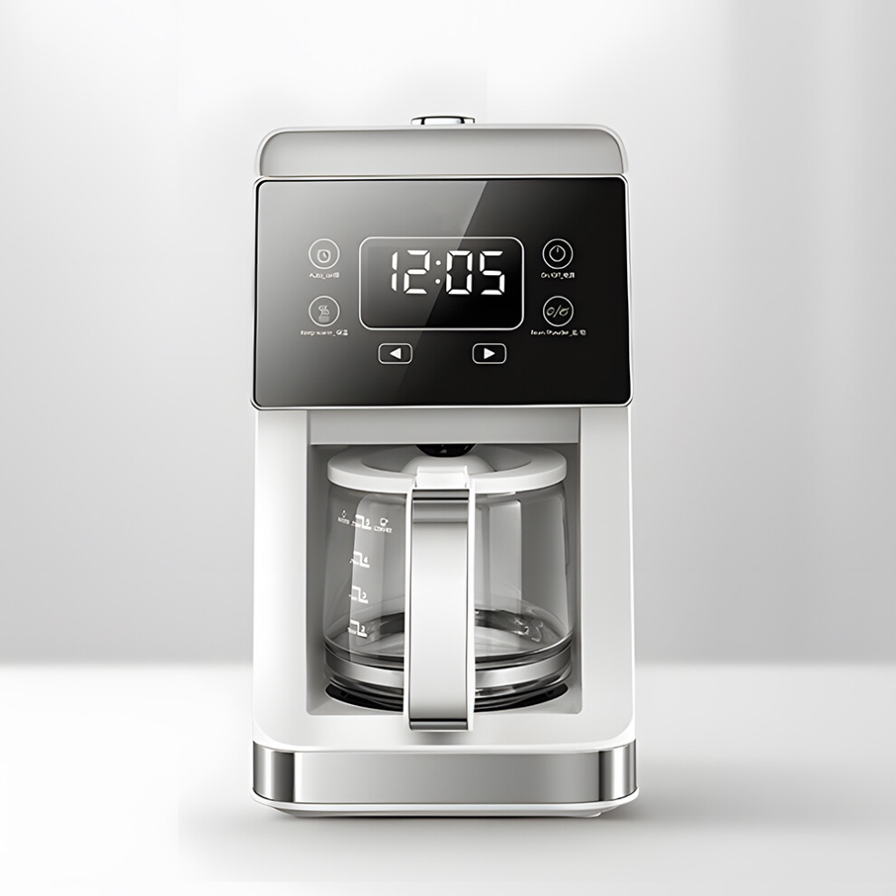 Drip Coffee Maker 5-10 Cups, Built-in Grinder, 780ml Water Tank, White