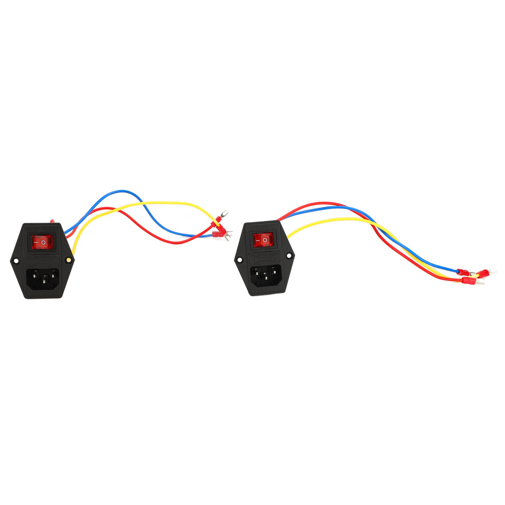 2Pcs Power Socket With 10A Fuse & Rocker Switch, Iec320 C14 Inlet, 6A 250V Ac, Compact 5.8X4.8x3.4cm 7611331538853