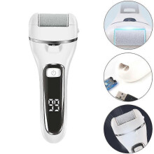 (White) Electric Callus Remover, Foot Care Pedicure Set For Feet, Foot Dead Skin File With 3 Rollers, 2 Speeds
