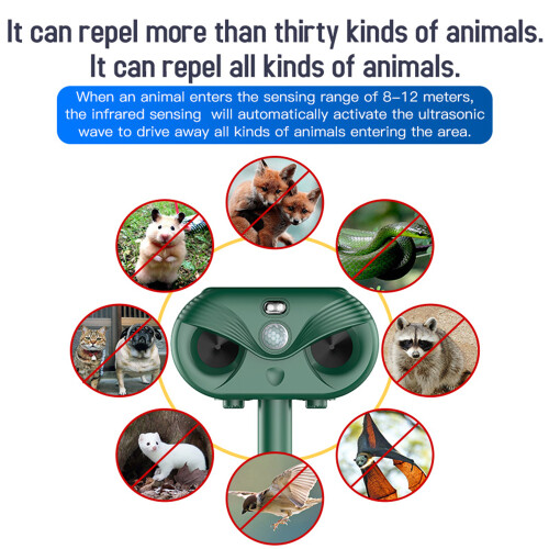 Easy Install Solar Powered Animal Repeller Ultrasonic & LED Lights 1