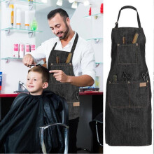 Adjustable Salon Hair Cutting Hairdresser Barber Denim Apron Cooking Cloth for Woman Men Baking Restaurant Kitchen Cooking