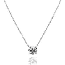 (White) Gold Plated Crystal Solitaire 2 Carat (8mm) Dainty Choker Necklace Gold Necklaces For Women
