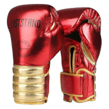 (10OZ, Red Gold) Boxing Gloves For Men & Women, Muay Thai Kick Boxing Leather Sparring Heavy Bag Workout Mma Leather Gloves Mitts