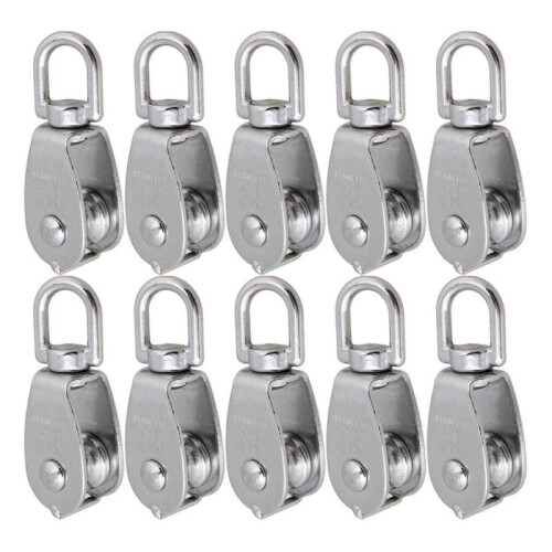 10 Pieces Silver Steel Single-sheaved M15 Pulley Block Loading Capacity 35kg