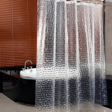 Transparent Shower Curtain, 180x200cm 3d Washable Anti-bacterial Anti-bacterial Peva Bathroom Shower Curtain with 12 Hook Rings for Bathtub, Pvc Free