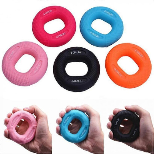 (Rose pink)Silicone Adjustable Hand Grip Finger Trainer Exercise Carpal Expander BUY 1 GET 2