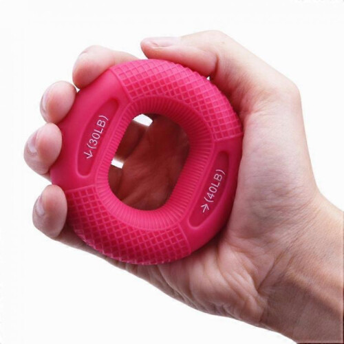 (Rose pink)Silicone Adjustable Hand Grip Finger Trainer Exercise Carpal Expander BUY 1 GET 2 2