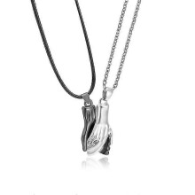(Silver Black) Magnetic Couple Necklace Magnet Matching Handshake Necklace Lovers Holding Hands Pendant Gifts For Women