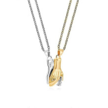 (Silver Gold) Magnetic Couple Necklace Magnet Matching Handshake Necklace Lovers Holding Hands Pendant Gifts For Women